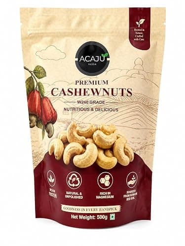ACAJU Veda Premium Cashew Nuts, 500 g | Whole Kaju | Natural, Fresh & Crunchy | Dry Fruits for Snacking, Cooking & Sweets