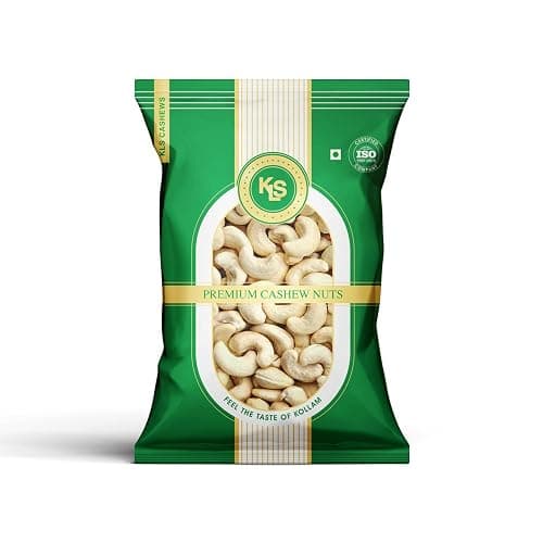 KLS Cashew Whole Nuts |Kaju| W240 - Fresh & Natural Cashews from Kollam, Kerala (500 Grams)