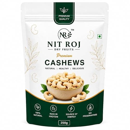 NIT ROJ Premium Cashew W320 250g | Whole Kaju Kernels Natural Crunchy Dry Fruits for Snacking Baking Cooking Desserts Fresh Hygienically Packed